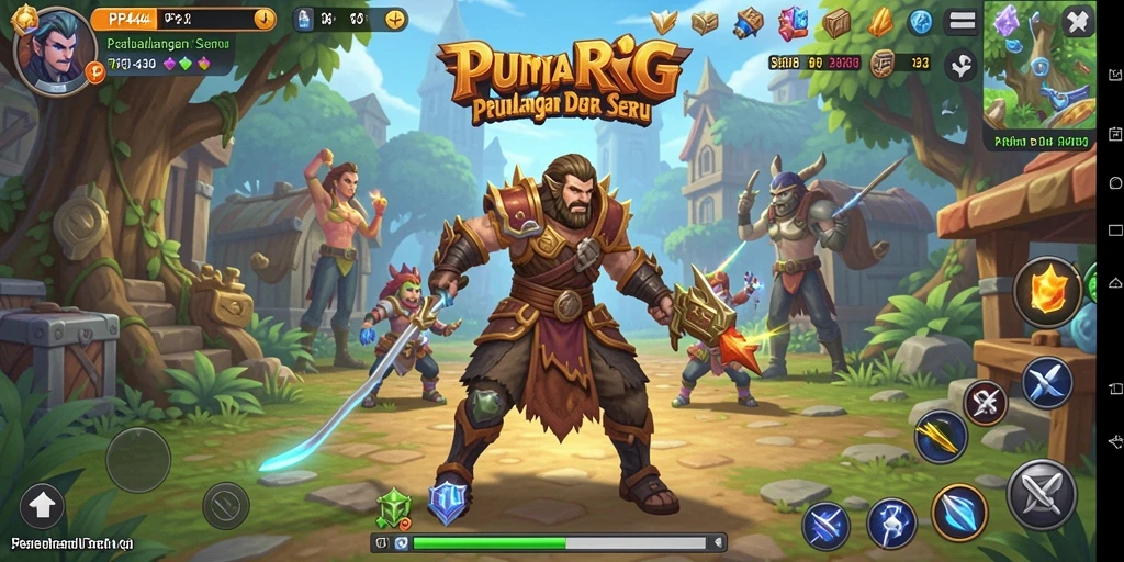 Screenshot gameplay PP444 yang menunjukkan aksi seru dalam pertarungan RPG.