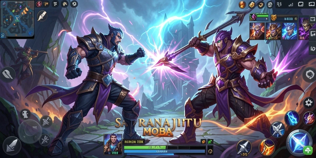 Screenshot gameplay SARANAJITU yang menampilkan pertarungan seru.